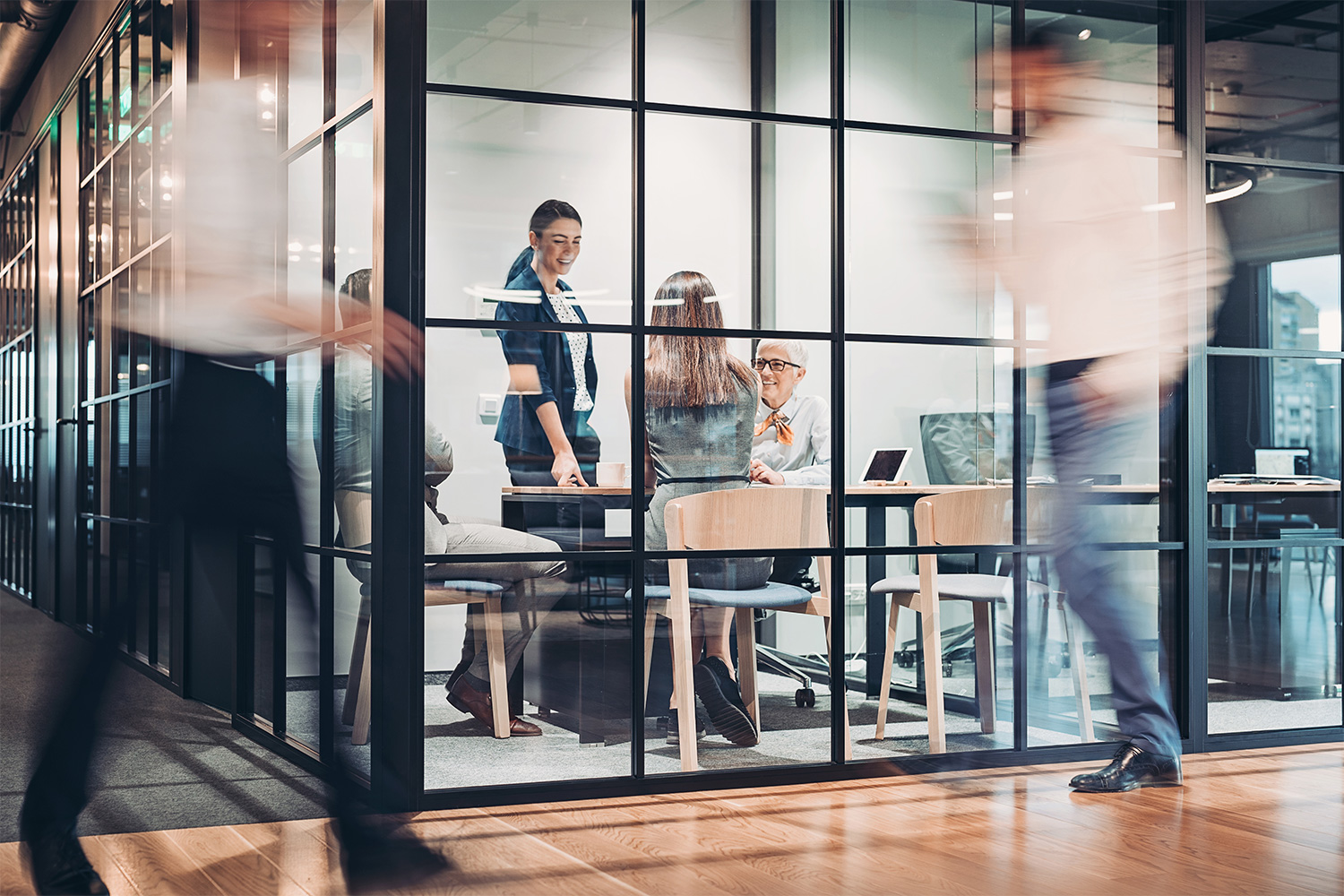 A busy office scene